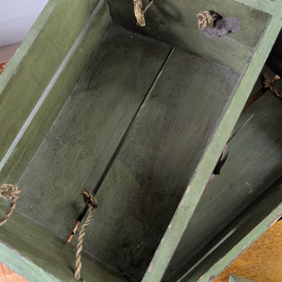 Adorable 3pc Apple Green Wooden Crates With Handles - Picture 10 of 13